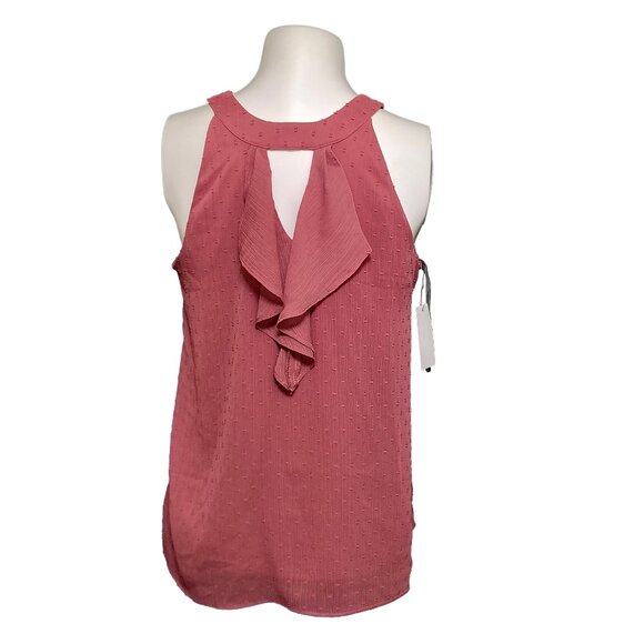 Mauve BCX Juniors' Clip-Dot Ruffle-Front Sleeveless Top - Picture 2 of 6